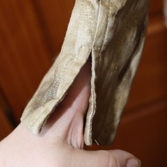 Chicos Metallic Gold Shimmery Linen Blend Blazer Jacket Zip Up Pockets  1 - Picture 6 of 16